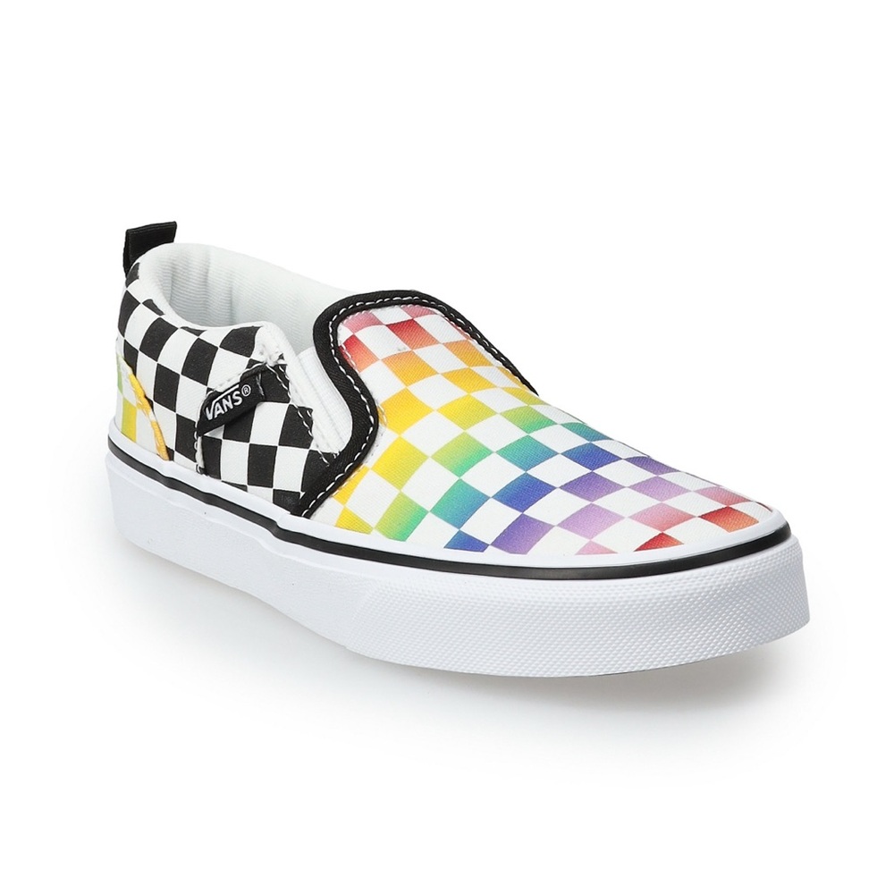 NWT Vans Asher Rainbow w/Black & White Checkerboard Size 6.5 Women’s